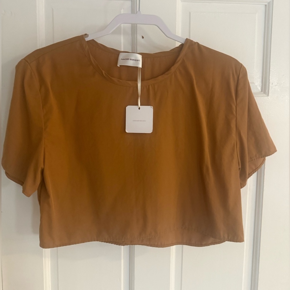 Lavender Brown Mia Crop Top, Desert Sand, Sample Small